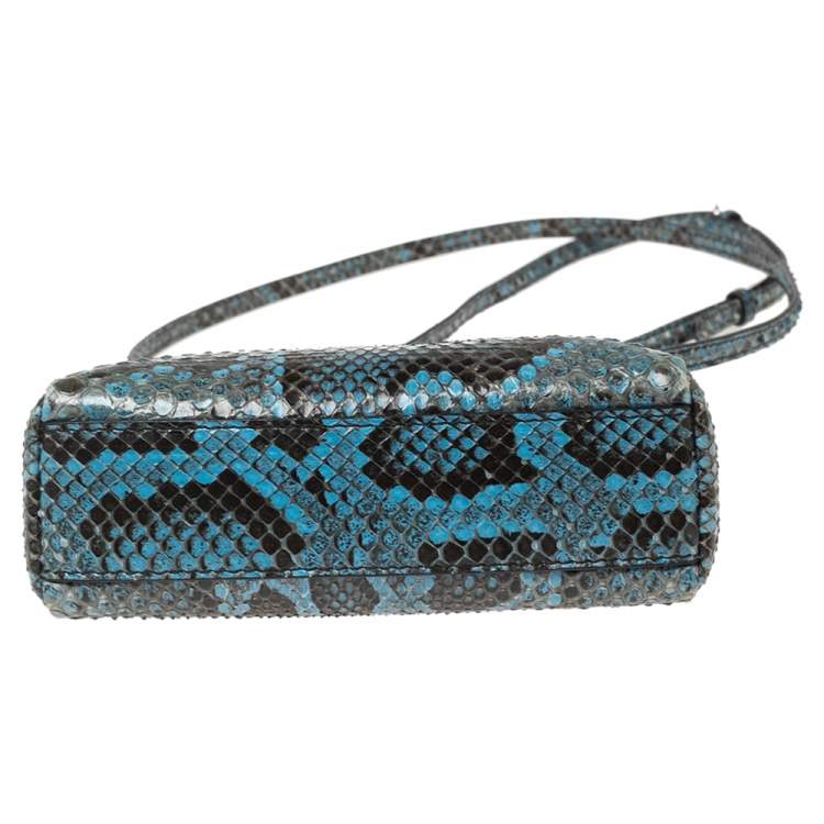 Pre Owned Fendi Blue/Black Python Micro Peekaboo Crossbody Bag