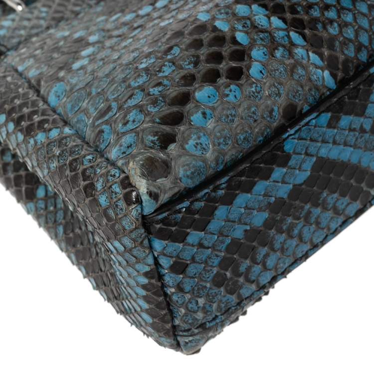 Pre Owned Fendi Blue/Black Python Micro Peekaboo Crossbody Bag