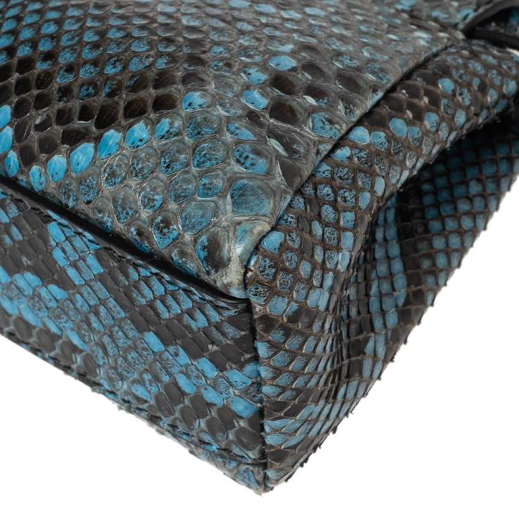 Pre Owned Fendi Blue/Black Python Micro Peekaboo Crossbody Bag