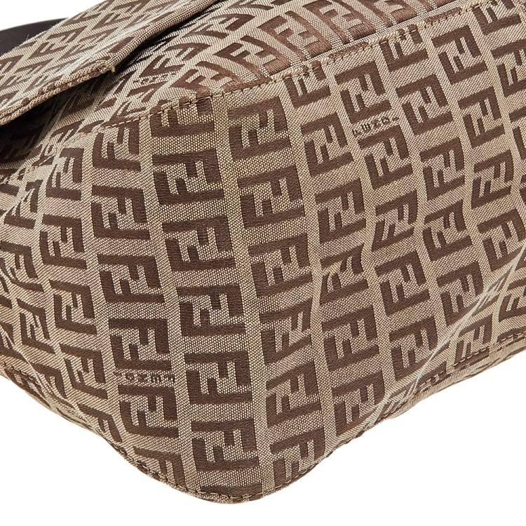 Pre Owned Fendi Tobacco Zucchino Canvas Mama Forever Shoulder Bag