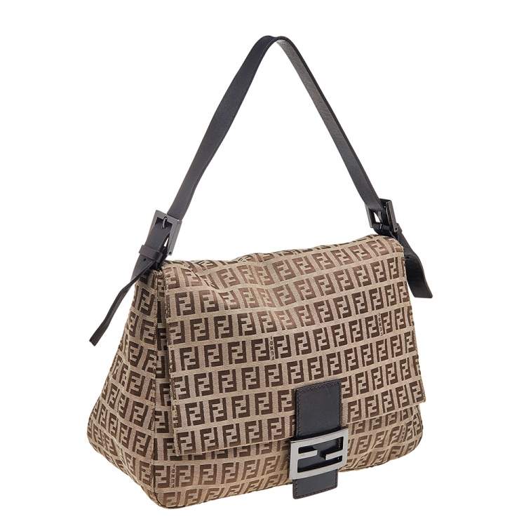 Pre Owned Fendi Tobacco Zucchino Canvas Mama Forever Shoulder Bag