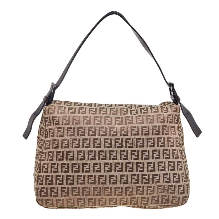 Pre Owned Fendi Tobacco Zucchino Canvas Mama Forever Shoulder Bag