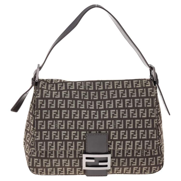 Pre Owned Fendi Brown/Beige Zucchino Canvas Mama Forever Shoulder Bag