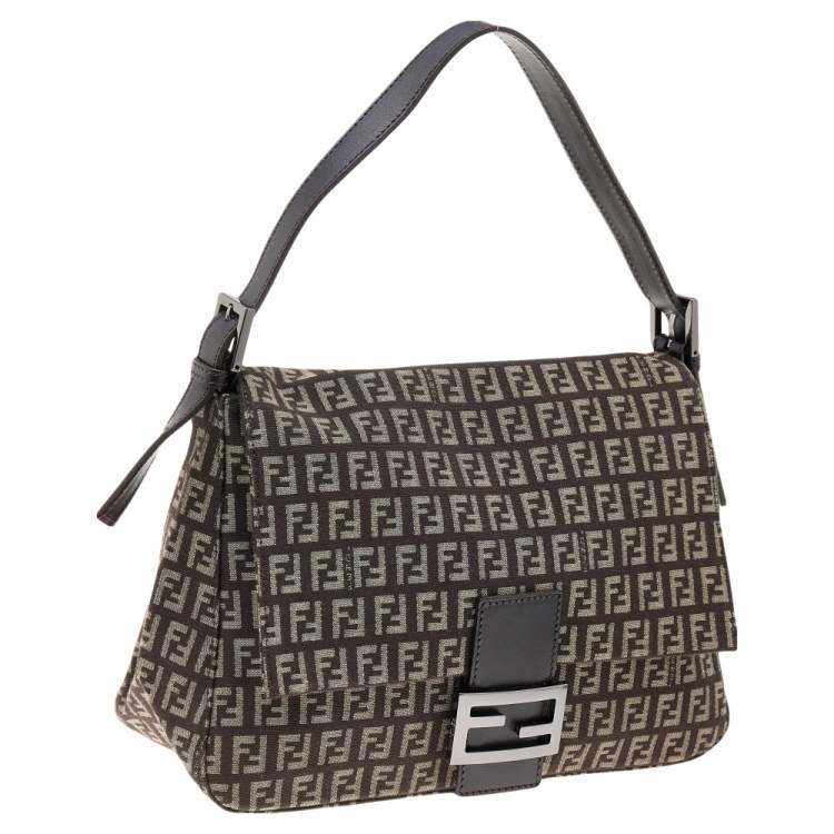 Pre Owned Fendi Brown/Beige Zucchino Canvas Mama Forever Shoulder Bag
