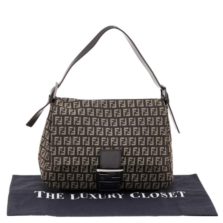 Pre Owned Fendi Brown/Beige Zucchino Canvas Mama Forever Shoulder Bag