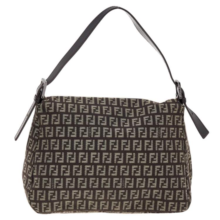 Pre Owned Fendi Brown/Beige Zucchino Canvas Mama Forever Shoulder Bag