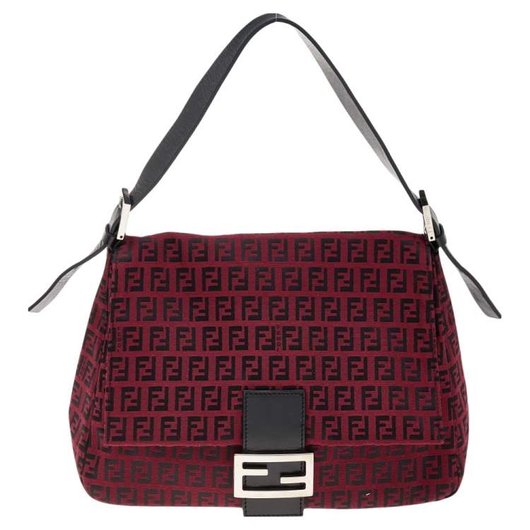 Authentic FENDI Zucchino Canvas Red Shoulder bag