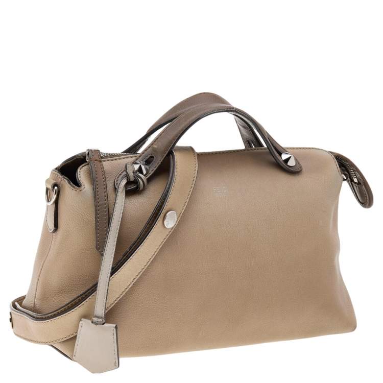 Pre Owned Fendi Beige/Brown Leather Medium By The Way Boston Bag