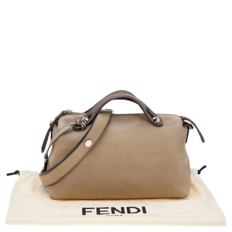 Pre Owned Fendi Beige/Brown Leather Medium By The Way Boston Bag