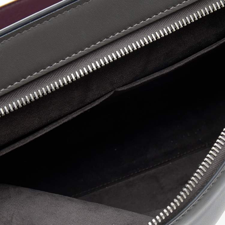 Pre Owned Fendi Grey Leather And Python Dotcom Top Handle Bag