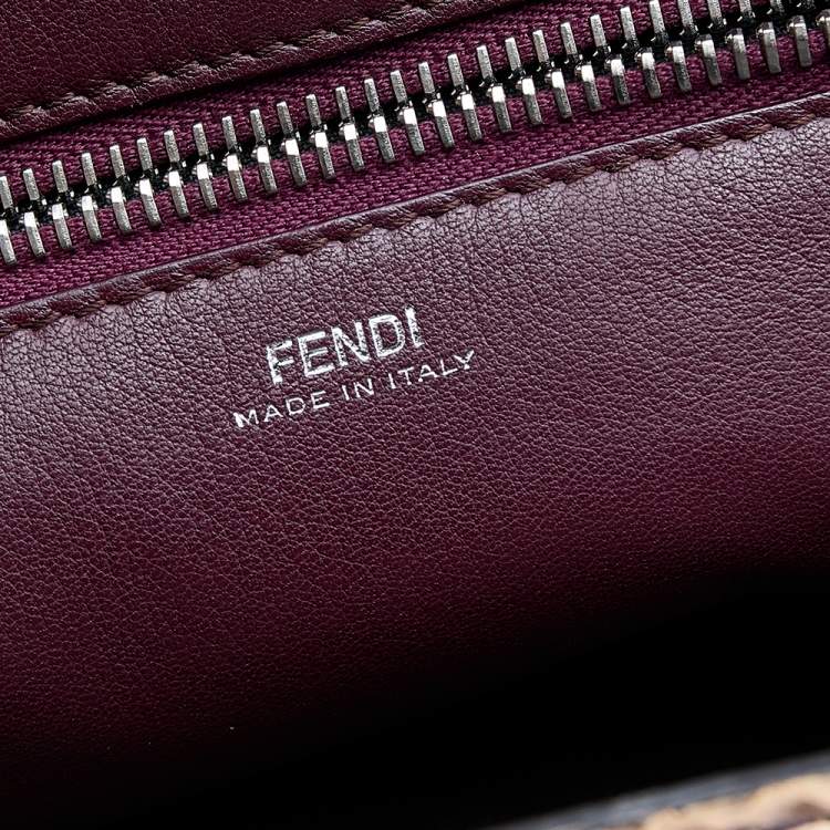 Pre Owned Fendi Grey Leather And Python Dotcom Top Handle Bag