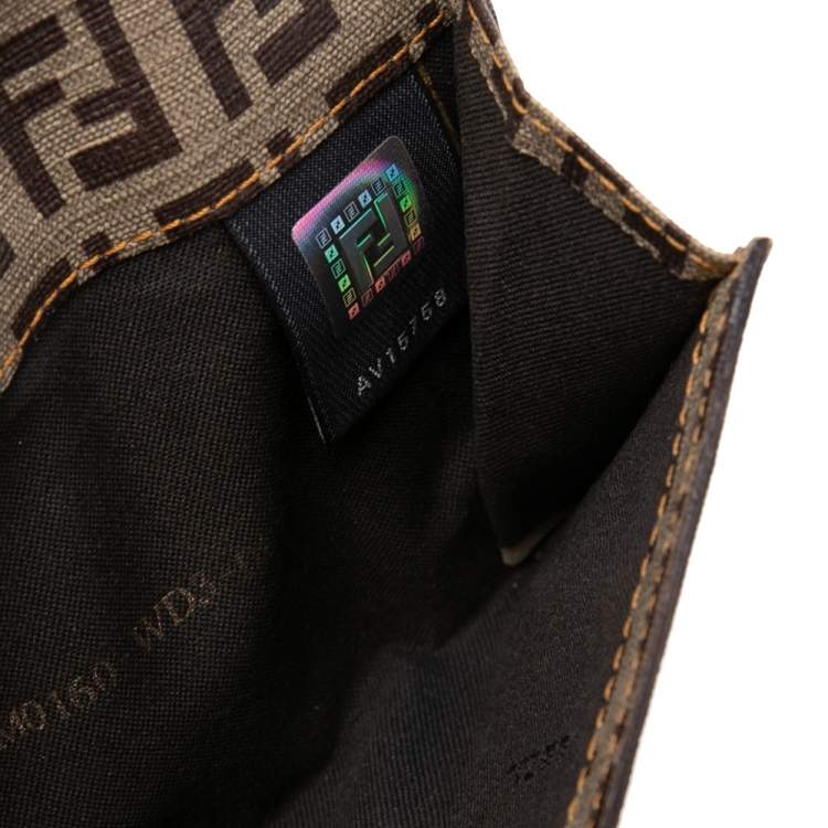 Pre Owned Fendi Tobacco/Beige Zucca/Zuchinno Coated Canvas French Compact Wallet