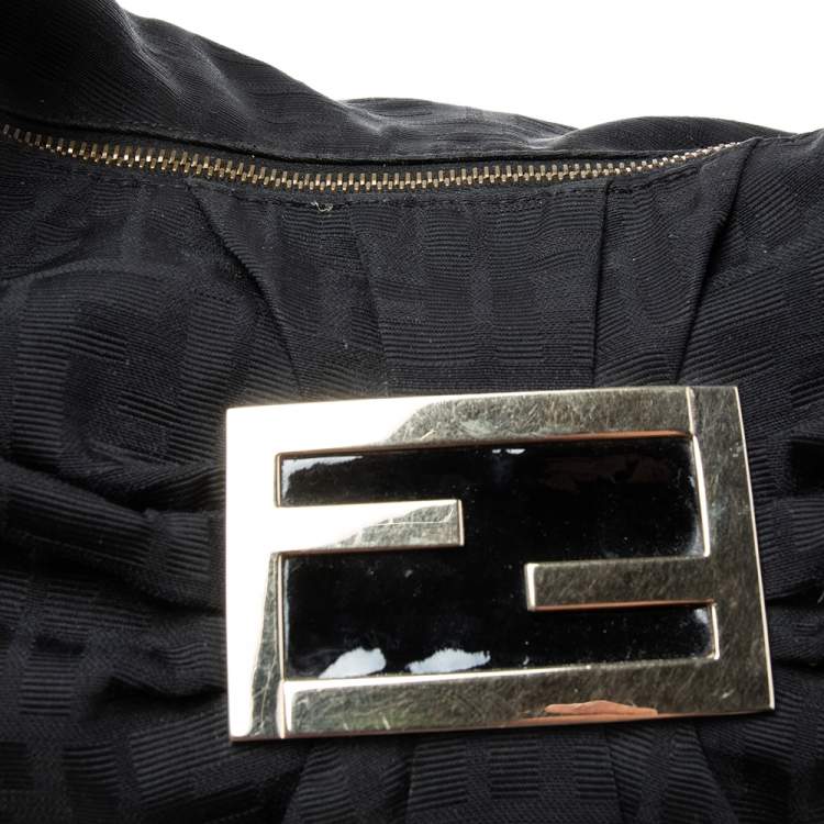 Pre Owned Fendi Black Zucca Canvas Mia Hobo