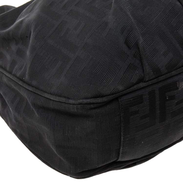 Pre Owned Fendi Black Zucca Canvas Mia Hobo