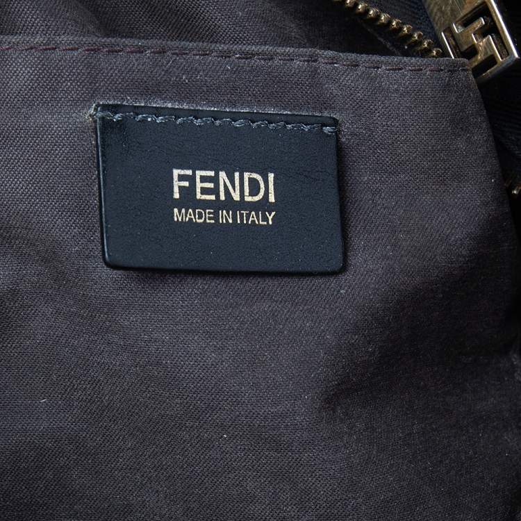 Pre Owned Fendi Black Zucca Canvas Mia Hobo