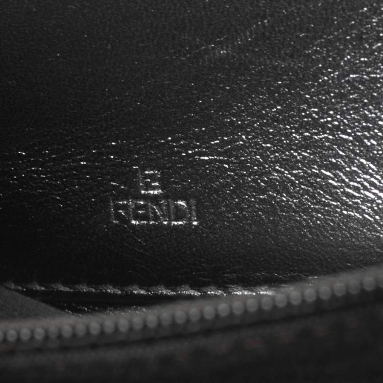 Pre Owned Fendi Silver Textured Leather Zip Around Continental Wallet