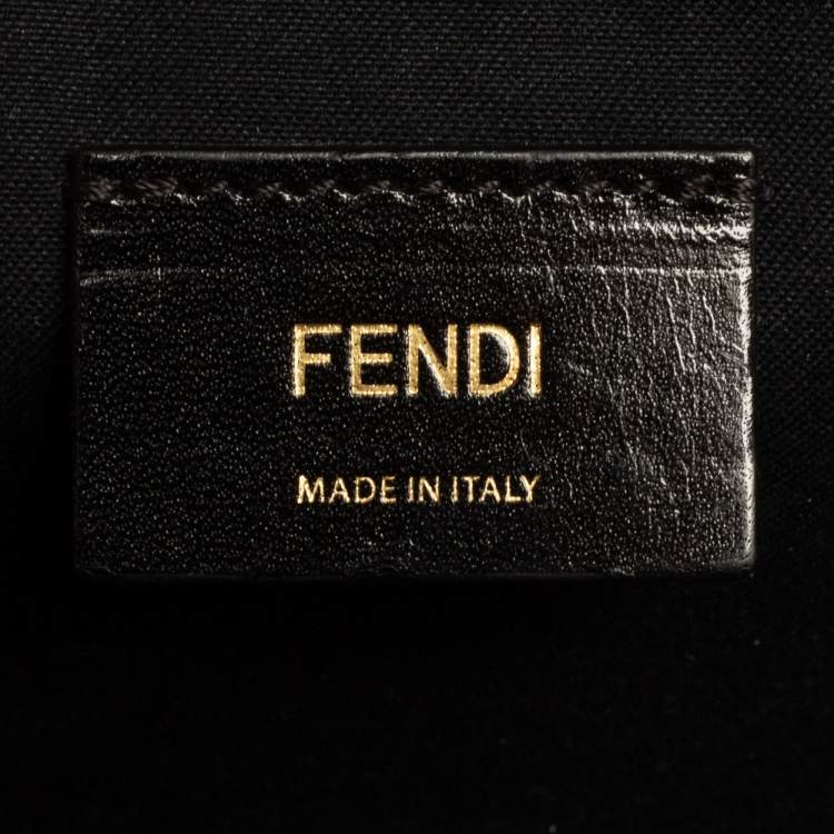 Pre Owned Fendi Black Croc Pattern Embroidered Leather Small Demi Jour Top Handle Bag