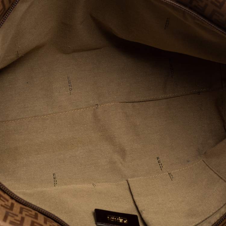 Pre Owned Fendi Brown Zucchino Coated Canvas Superstar Shopping Tote