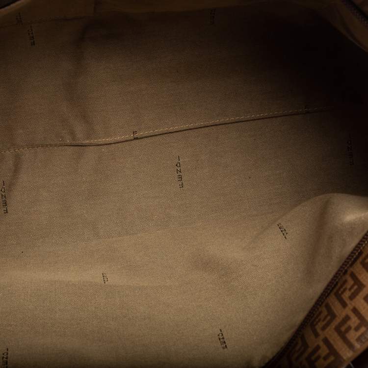 Pre Owned Fendi Brown Zucchino Coated Canvas Superstar Shopping Tote