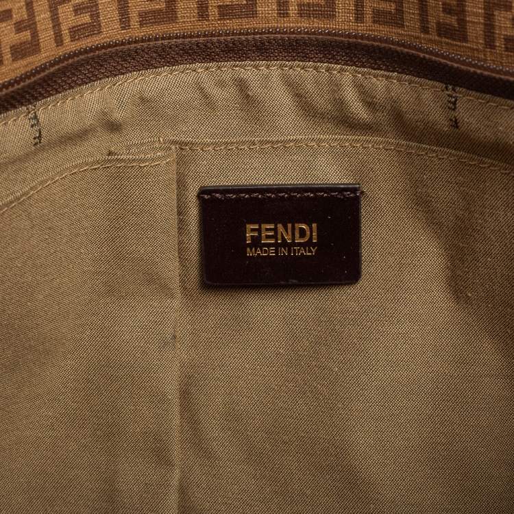 Pre Owned Fendi Brown Zucchino Coated Canvas Superstar Shopping Tote