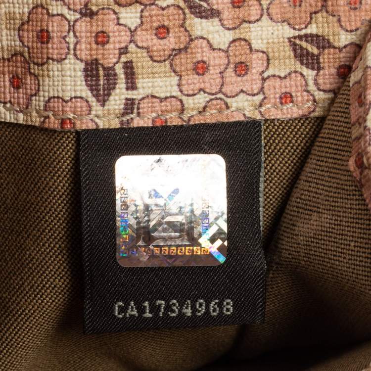 Pre Owned Fendi Cream Zucchino Coated Canvas FF Flap Compact Wallet