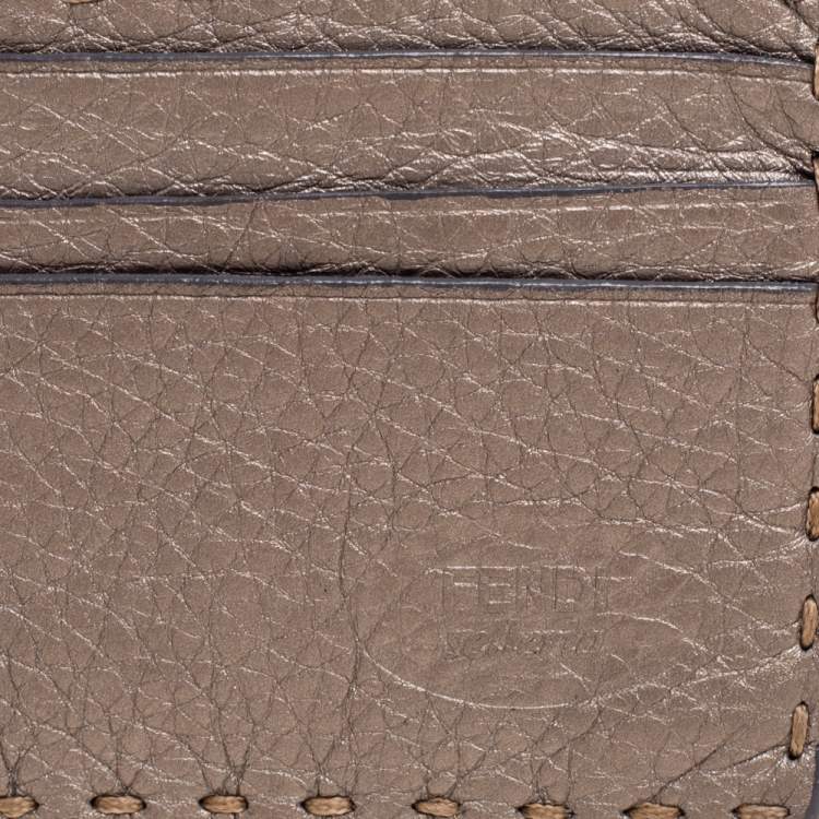 Pre Owned Fendi Grey Selleria Leather Card Holder