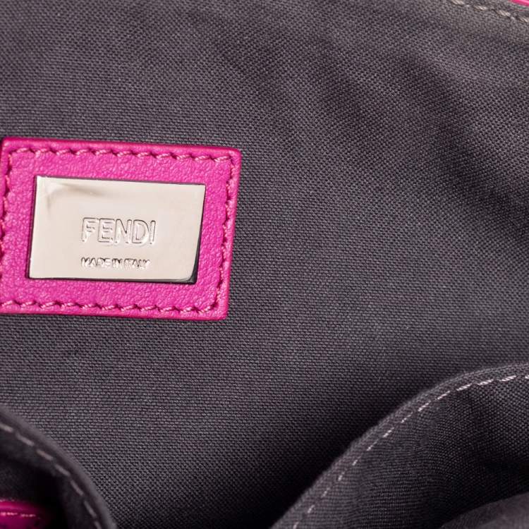 Pre Owned Fendi Magenta Leather 3Baguette Shoulder Bag