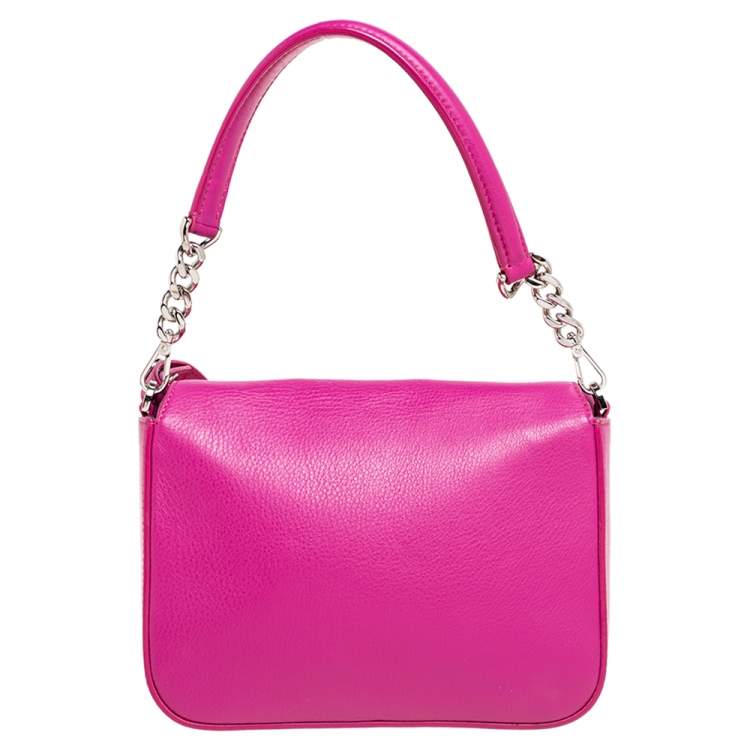 Pre Owned Fendi Magenta Leather 3Baguette Shoulder Bag