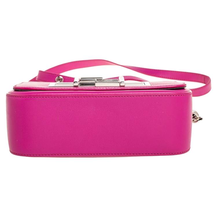 Pre Owned Fendi Magenta Leather 3Baguette Shoulder Bag