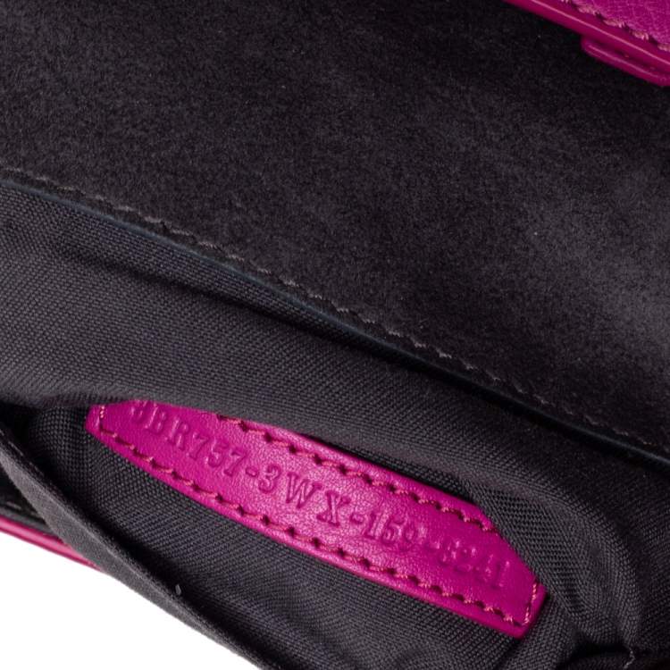 Pre Owned Fendi Magenta Leather 3Baguette Shoulder Bag