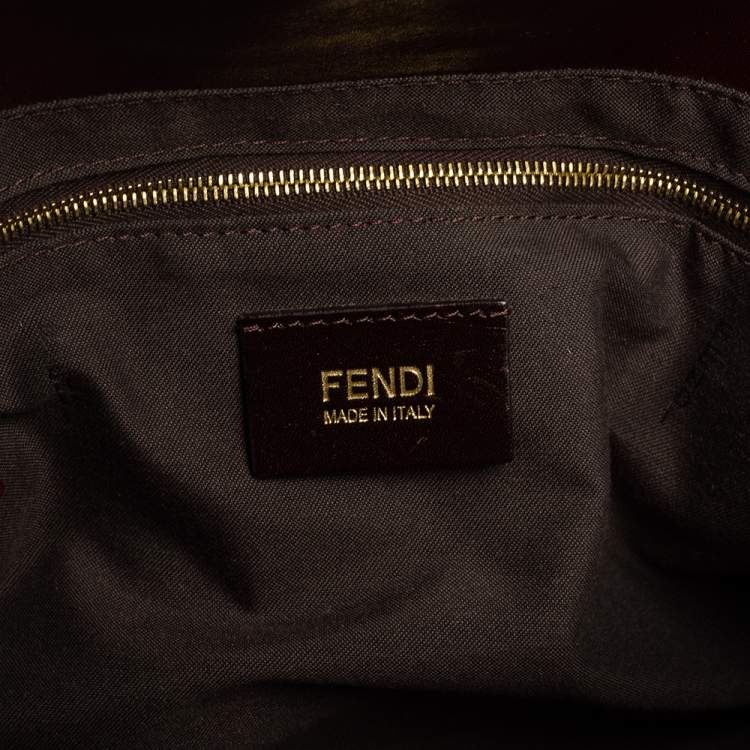 Pre Owned Fendi Dark Red Leather Maxi Baguette Flap Shoulder Bag