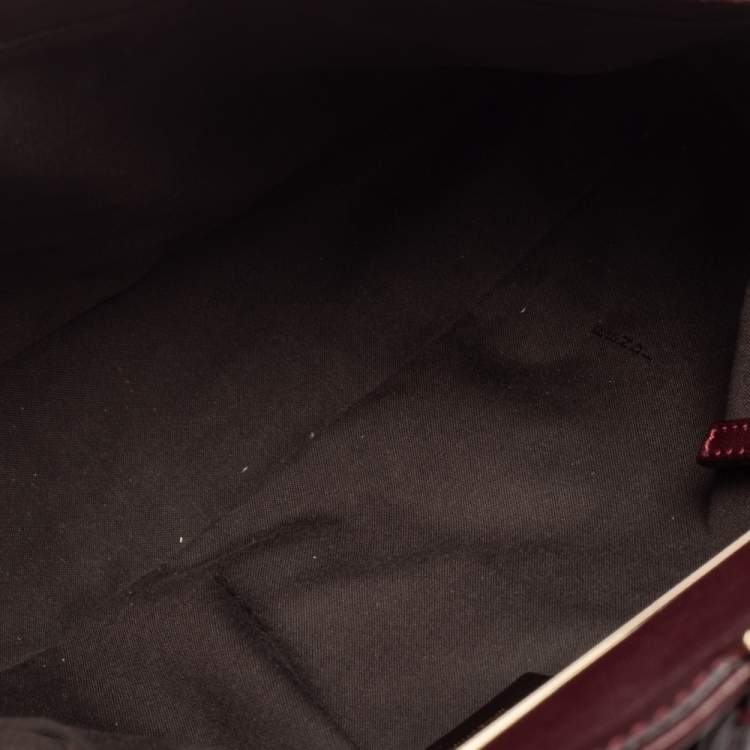 Pre Owned Fendi Dark Red Leather Maxi Baguette Flap Shoulder Bag