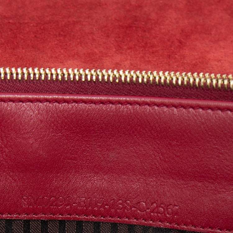 Pre Owned Fendi Burgundy Leather Wallet On Chain 