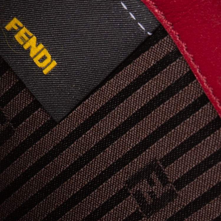 Pre Owned Fendi Burgundy Leather Wallet On Chain 