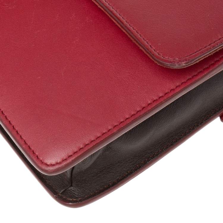 Pre Owned Fendi Burgundy Leather Wallet On Chain 
