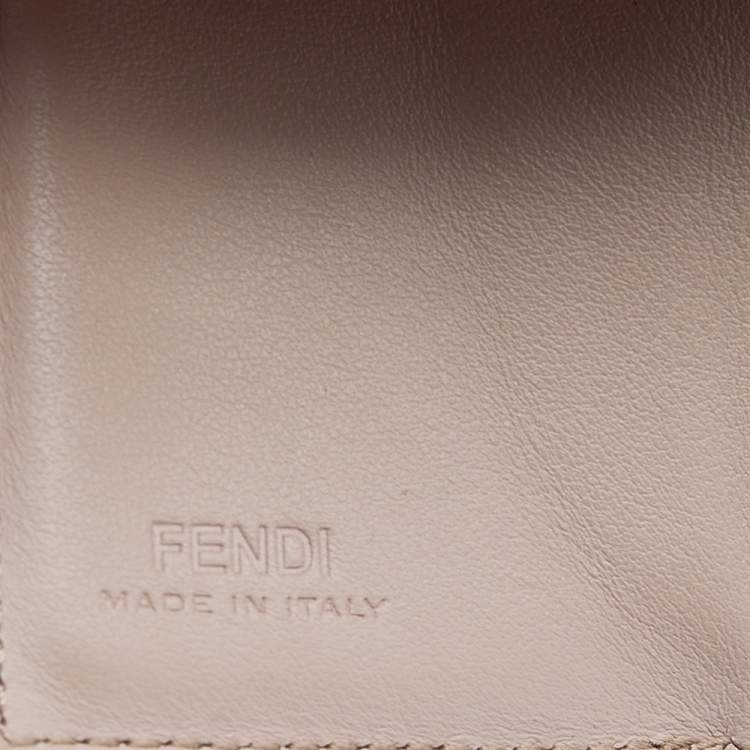 Pre Owned Fendi Pink Leather Micro F is Fendi Trifold Wallet 
