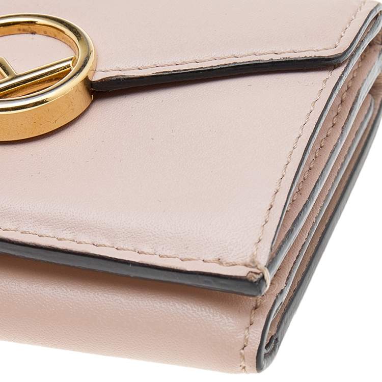 Pre Owned Fendi Pink Leather Micro F is Fendi Trifold Wallet 