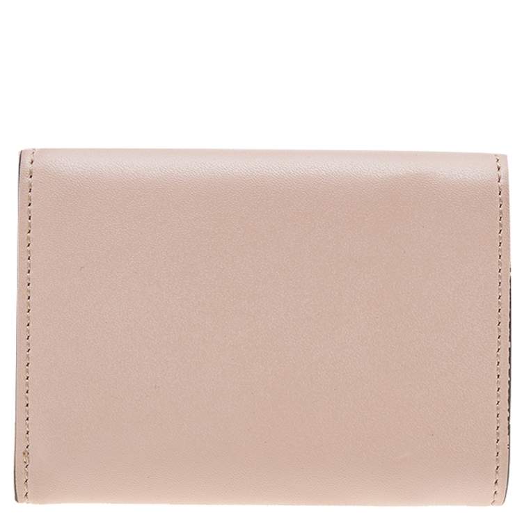 Pre Owned Fendi Pink Leather Micro F is Fendi Trifold Wallet 