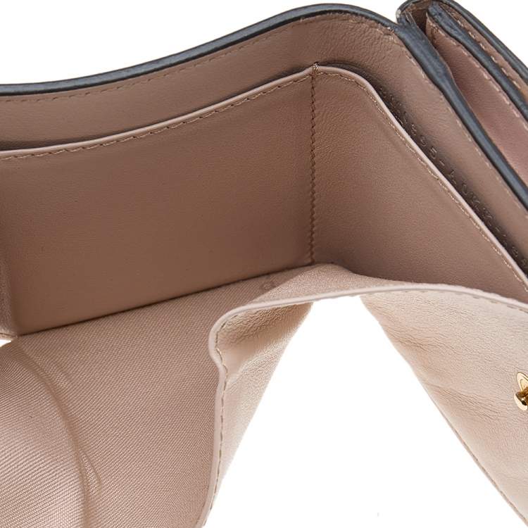 Pre Owned Fendi Pink Leather Micro F is Fendi Trifold Wallet 