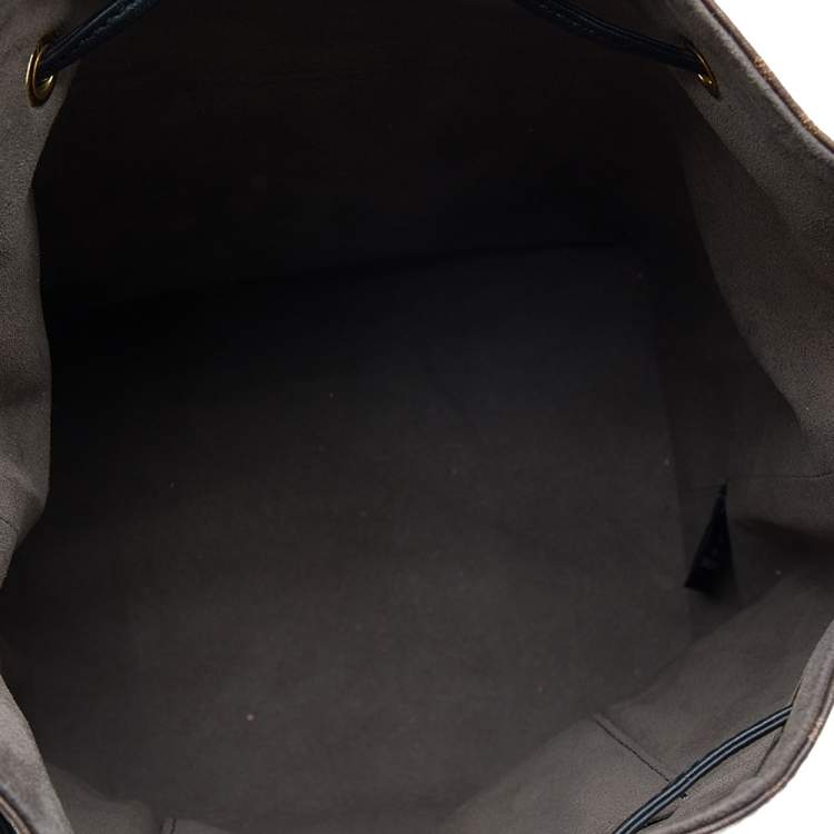 Pre Owned Fendi Tobacco/Black Coated Canvas and Leather Mon Tresor Grande Bucket Bag