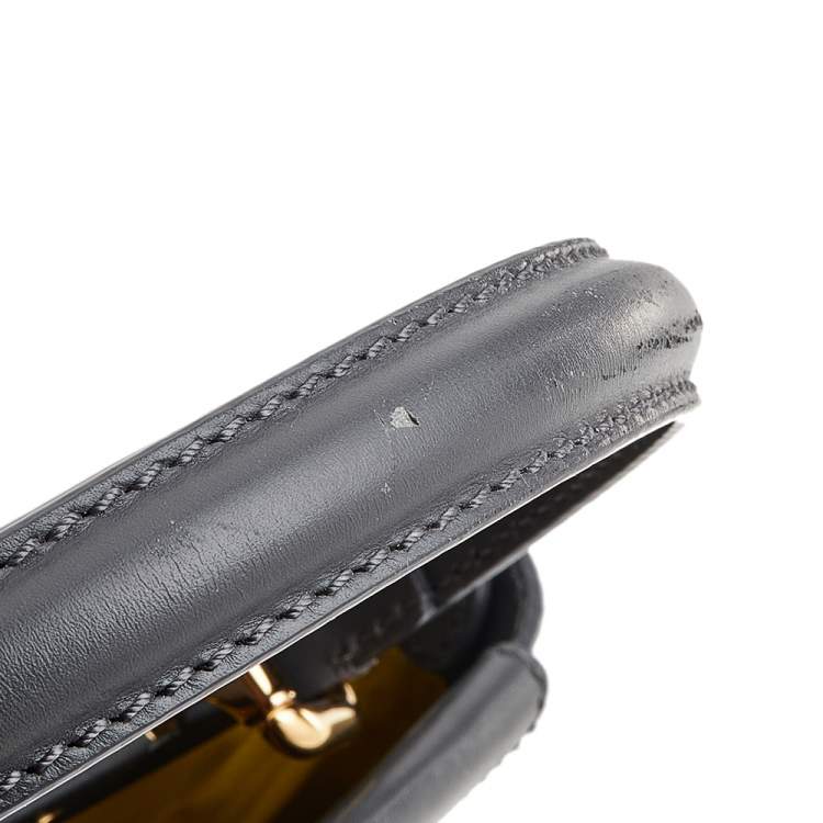 Pre Owned Fendi Grey Leather Medium Peekaboo Top Handle Bag