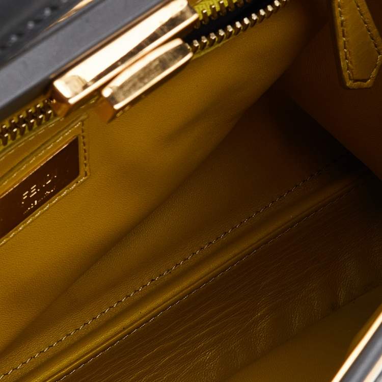 Pre Owned Fendi Grey Leather Medium Peekaboo Top Handle Bag