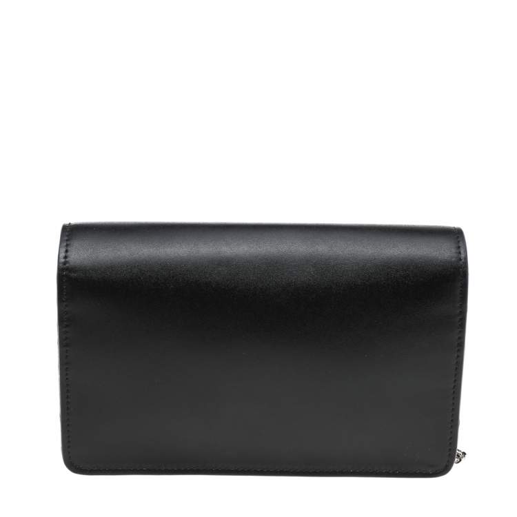 Pre Owned Fendi Black Leather Rainbow Stud Tube Wallet On Chain
