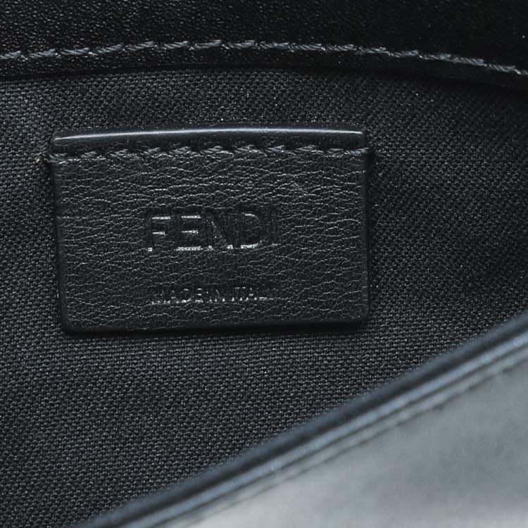 Pre Owned Fendi Black Leather Rainbow Stud Tube Wallet On Chain