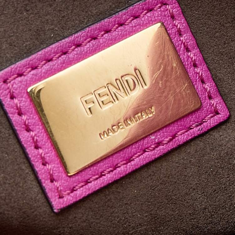 Pre Owned Fendi Pink Leather Medium Peekaboo Top Handle Bag
