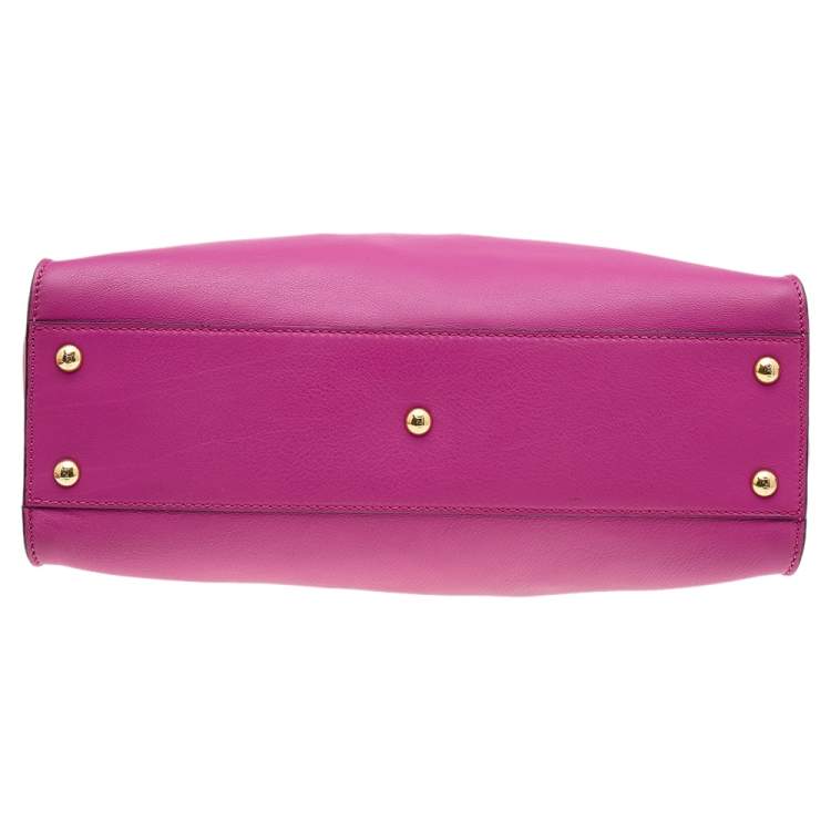 Pre Owned Fendi Pink Leather Medium Peekaboo Top Handle Bag
