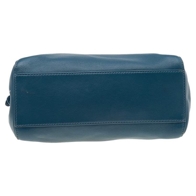 Pre Owned Fendi Blue Leather Mini Peekaboo Top Handle Bag