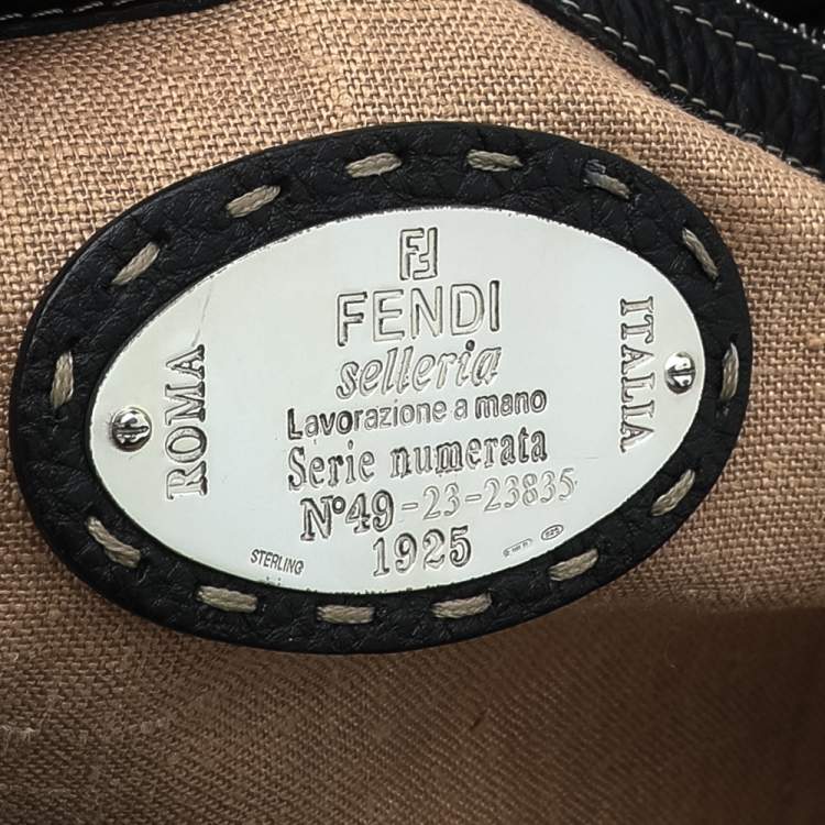 Pre Owned Fendi Black Selleria Leather Linda Flap Satchel