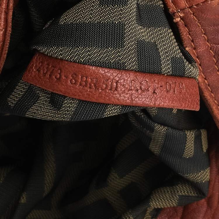 Pre Owned Fendi Brown Textured Leather Braided Handle Spy Hobo