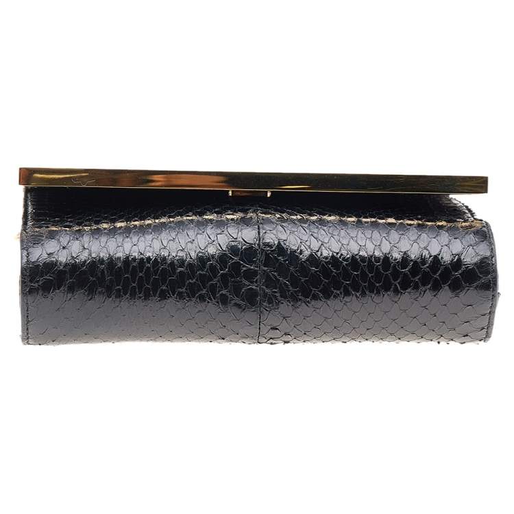 Pre Owned Fendi Black Python Leather Shoulder Bag